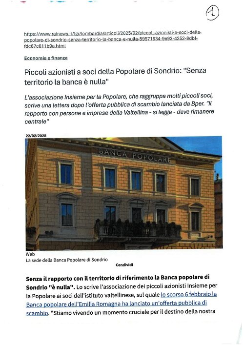 RAI NEWS - "SENZA TERRITORIO, LA BANCA È NULLA"